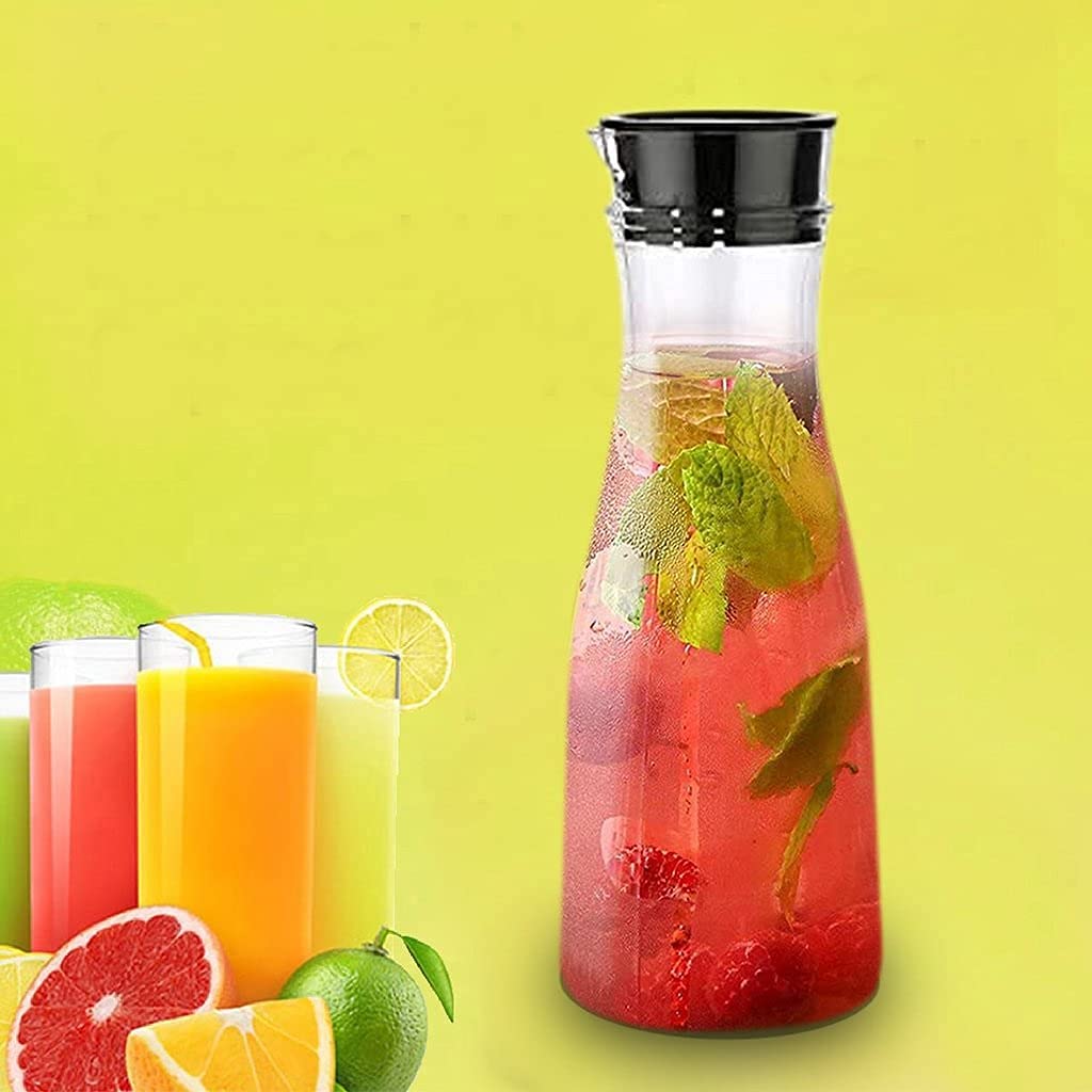 2252 1 Litre Water Juice Milk Jug with Lid Transparent (Multi Colour) 