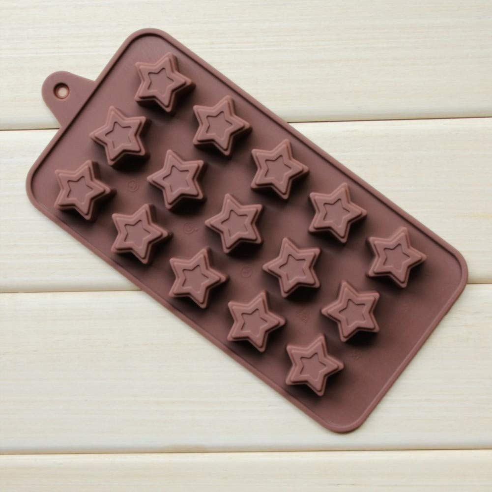 1189 Food Grade Non-Stick Reusable Silicone Star Shape 15 Cavity Chocolate Molds / Baking Trays 