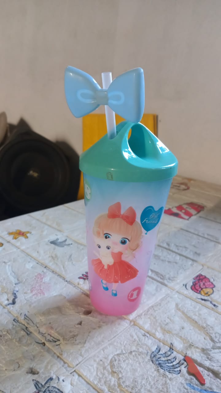 0290 LED Light Unicorn Water Bottle/Tumbler/ Mug with Straw & Lid for Kids.