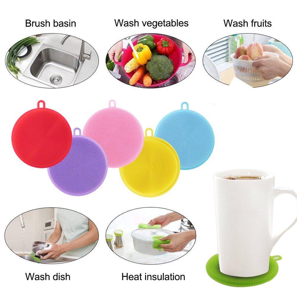 1344 Silicone Dish Scrubber Sponge Mildew Free, Non Stick, Heat Resistant 