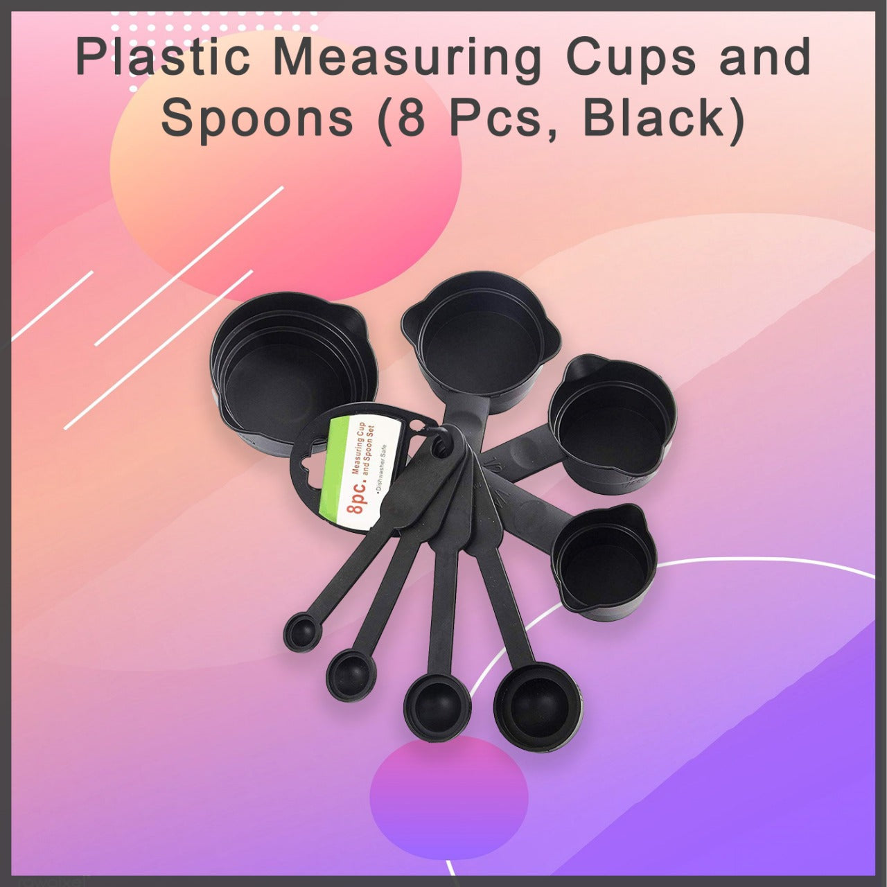 106 Plastic Measuring Cups and Spoons (8 Pcs, Black) TOSS