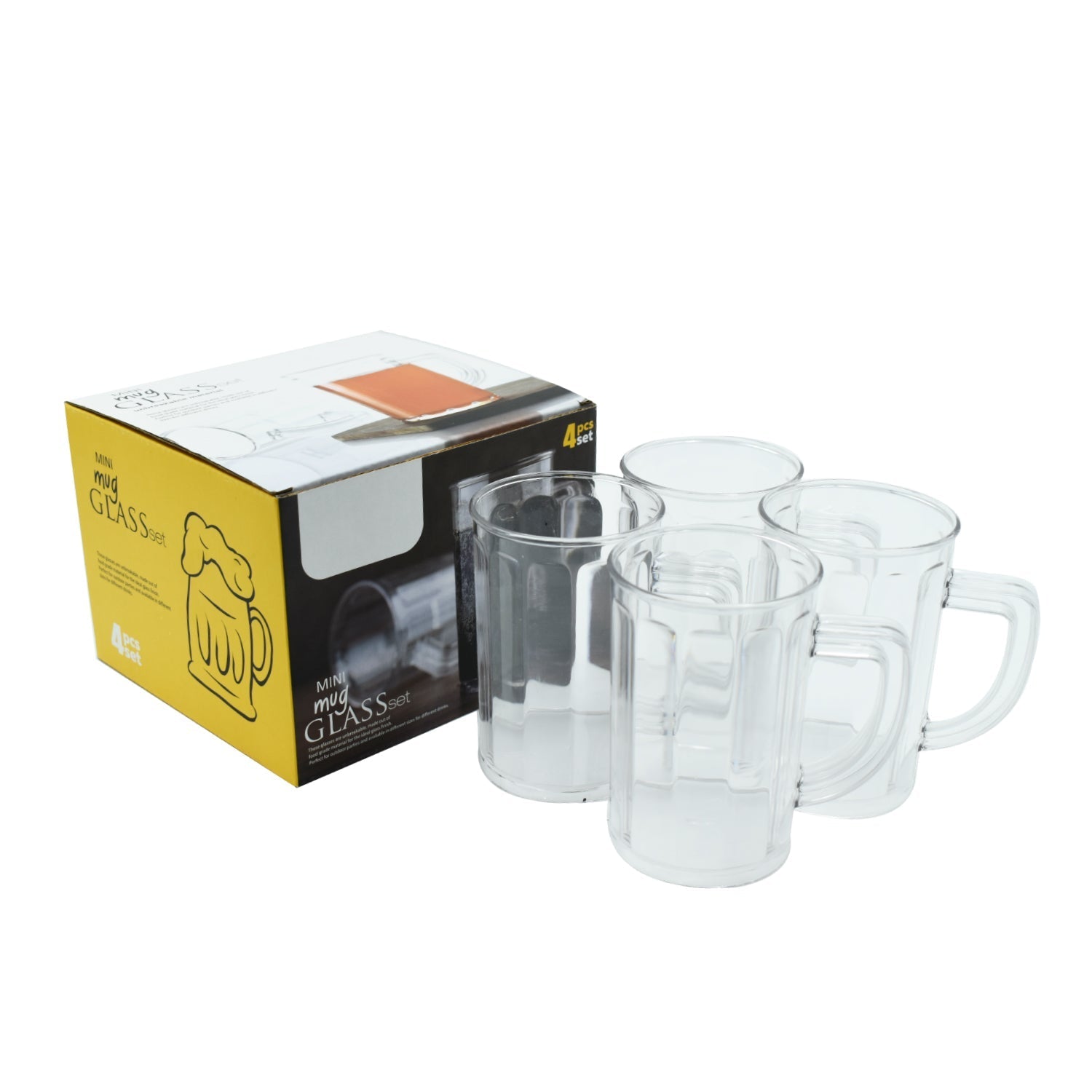 2409 Unbreakable Drinking Plastic Type Glass Set, Beer Mug, Set of 4 PCs, Transparent 