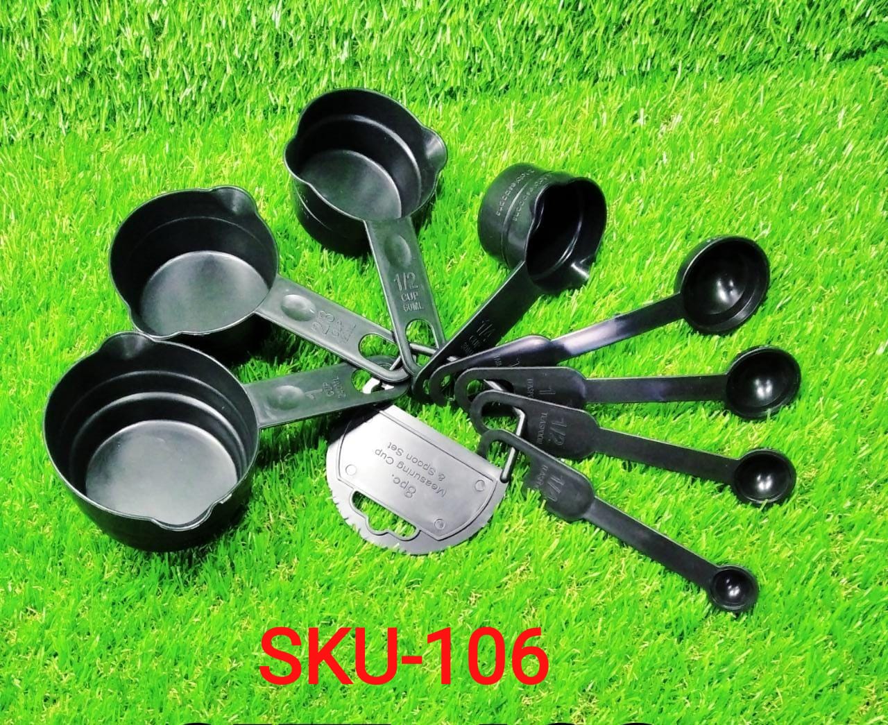 106 Plastic Measuring Cups and Spoons (8 Pcs, Black) TOSS